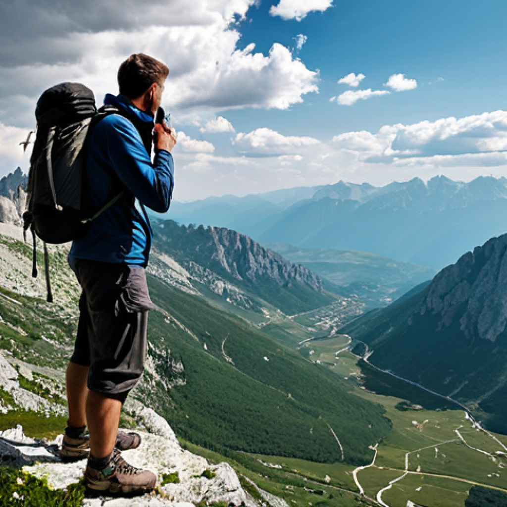 Mountain Vista & Hiker**

"A professional outdoor photographer capturing a wide shot of a fully clothed hiker, appropriate attire, standing on a rocky outcrop overlooking a stunning vista of the Accursed Mountains in Kosovo. The hiker wears modest hiking gear, including a backpack.  Dramatic lighting with clouds casting shadows on the valley below.  Perfect anatomy, natural proportions, well-formed hands, proper finger count, safe for work, appropriate content, family-friendly."

**