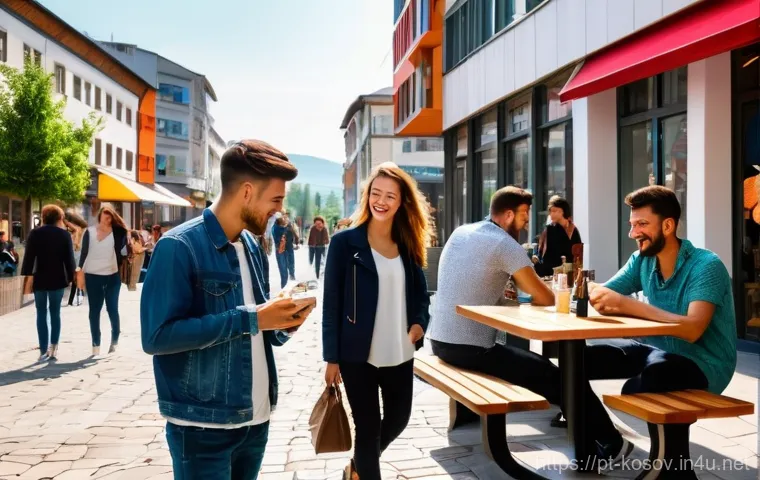 코소보 치안 비교 - **Prompt: A vibrant and modern street scene in Pristina, Kosovo, showcasing its youthful energy and ...