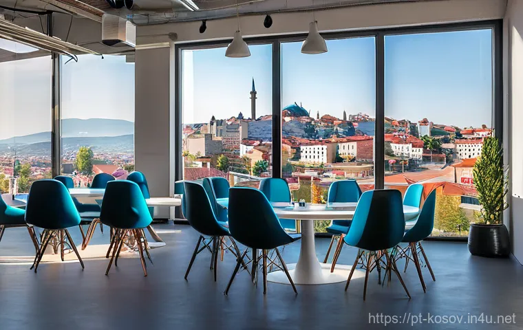 코소보에서 외국인 투자 규제 - **Prompt:** A vibrant, futuristic co-working space in Pristina, Kosovo. Young, diverse professionals...