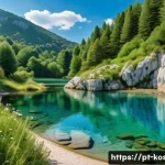 Home 22 코소보에서 수영할 수 있는 곳 - A serene hidden mountain lagoon in Kosovo surrounded by lush green pine forests and rugged rocky cli...