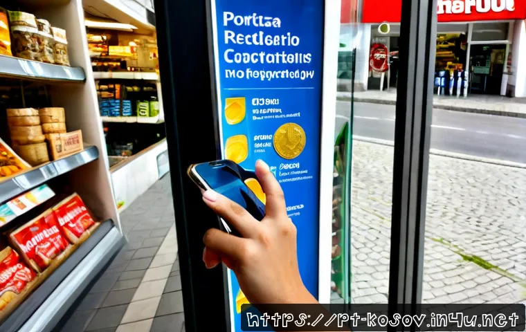 Home 17 코소보에서 슈퍼마켓 찾기 - Photorealistic street scene in Pristina, Kosovo, showing a Portuguese-speaking traveler using a smar...